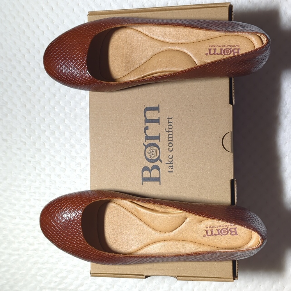 Born Adour Ballet Flat in Brown Snake Print